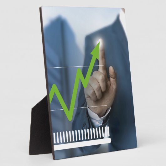 Man waarop het concept "aandelenkoers" is afgebeel fotoplaat (Zijkant)