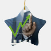 Man waarop het concept "aandelenkoers" is afgebeel keramisch ornament (Voorkant)