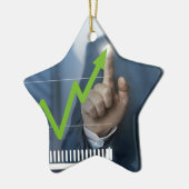 Man waarop het concept "aandelenkoers" is afgebeel keramisch ornament (Links)