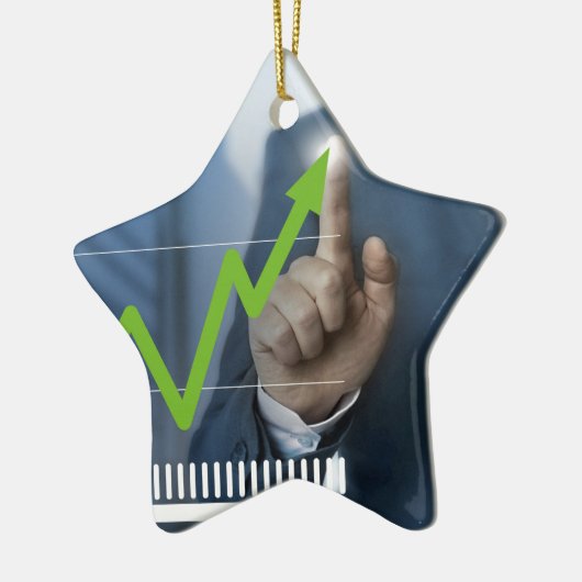 Man waarop het concept "aandelenkoers" is afgebeel keramisch ornament (Links)