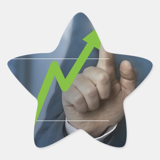 Man waarop het concept "aandelenkoers" is afgebeel ster sticker (Voorkant)