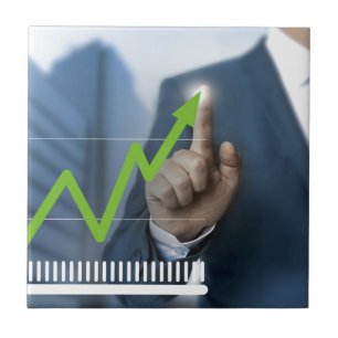 Man waarop het concept "aandelenkoers" is afgebeel tegeltje