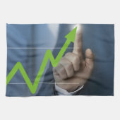 Man waarop het concept "aandelenkoers" is afgebeel theedoek (Horizontaal)