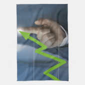 Man waarop het concept "aandelenkoers" is afgebeel theedoek (Verticaal)