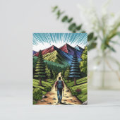 Man Wandelen op de Trails Briefkaart (Staand voorkant)