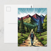 Man Wandelen op de Trails Briefkaart (Voorkant / Achterkant)