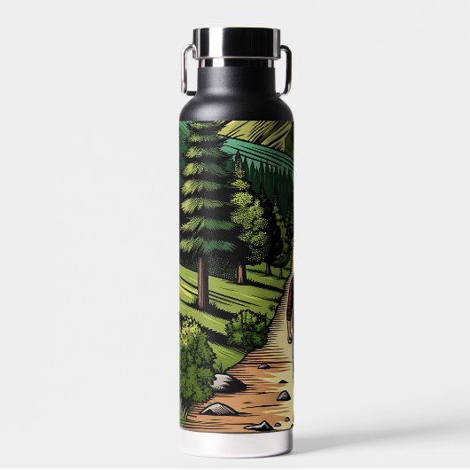 Man Wandelen op de Trails Waterfles (Voorkant)