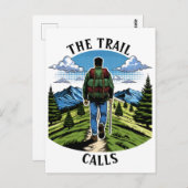 Man Wandelen op een Trail zoals de A.T. Briefkaart (Voorkant / Achterkant)