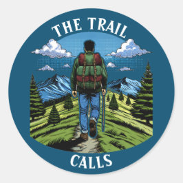 Man Wandelen op een Trail zoals de A.T. Ronde Sticker