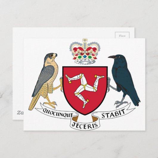 Man wapenmunt - Manx Emblem Briefkaart (Voorkant / Achterkant)