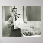 Man Washing Dishes Poster (Voorkant)