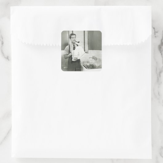 Man Washing Dishes Vierkante Sticker (Tas)