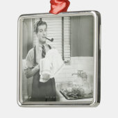 Man wasmachines metalen ornament (Links)