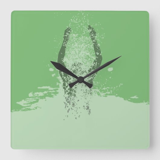 Man water vers, zwart en wit vierkante klok (Voorkant)