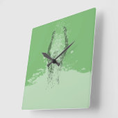 Man water vers, zwart en wit vierkante klok (Hoek)