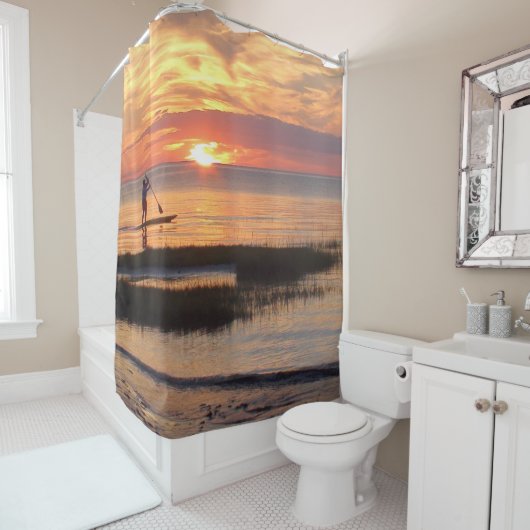 Man waterboarding op Cape Cod Harbour Douchegordijn (In situ)