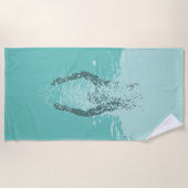 Man watersprinkhaan, vers zwart en wit strandlaken (Voorkant)