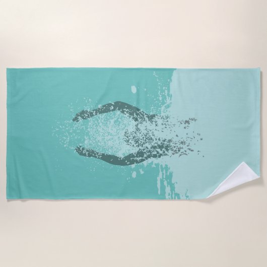 Man watersprinkhaan, vers zwart en wit strandlaken (Voorkant)