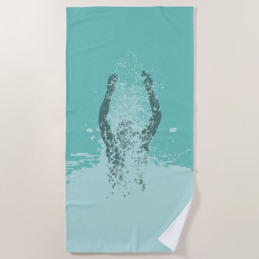 Man watersprinkhaan, vers zwart en wit strandlaken (Voorkant)