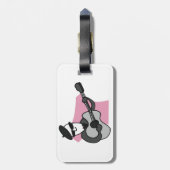 Man Wearing Beret Playing Acoustic Guitar Bagagelabel (Achterkant verticaal)