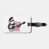 Man Wearing Beret Playing Acoustic Guitar Bagagelabel (Achterkant horizontaal)