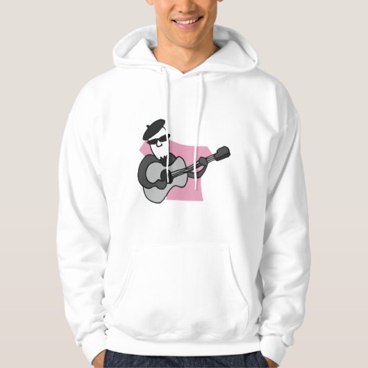 Man Wearing Beret Playing Acoustic Guitar Hoodie (Voorkant)