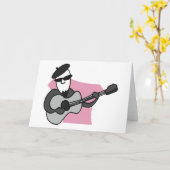 Man Wearing Beret Playing Acoustic Guitar Kaart (Gele Bloem)