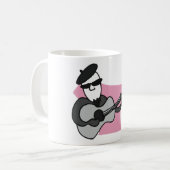 Man Wearing Beret Playing Acoustic Guitar Koffiemok (Voorkant links)