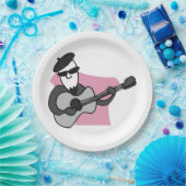 Man Wearing Beret Playing Acoustic Guitar Papieren Bordje (Feest)