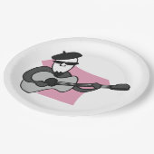 Man Wearing Beret Playing Acoustic Guitar Papieren Bordje (Gekanteld)