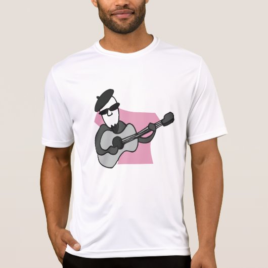 Man Wearing Beret Playing Acoustic Guitar T-shirt (Voorkant)