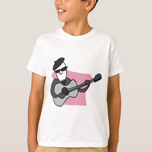 Man Wearing Beret Playing Acoustic Guitar T-shirt (Voorkant)