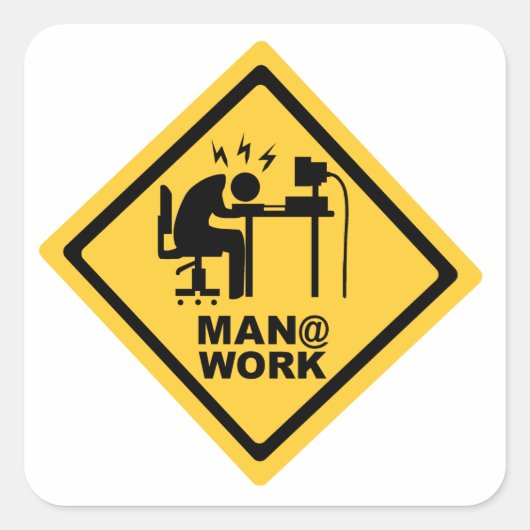 Man @ Werk Vierkante Sticker (Voorkant)