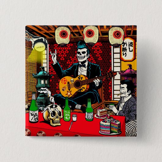 Man who gets requests vierkante button 5,1 cm (Voorkant)