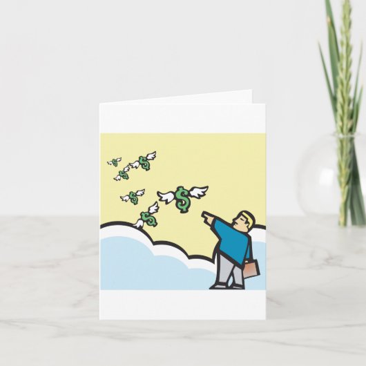 Man wijst met geld met wijn kaart (Voorkant)