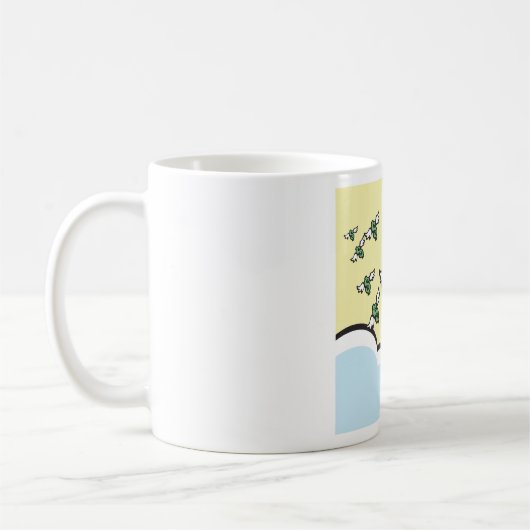 Man wijst met geld met wijn koffiemok (Links)