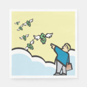 Man wijst met geld met wijn servet (Voorkant)