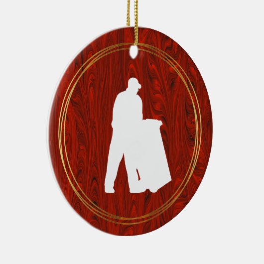 Man Wit Silhouette kerstversiering Keramisch Ornament (Rechts)
