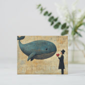 Man with a Heart and a Flying Whale Briefkaart (Staand voorkant)