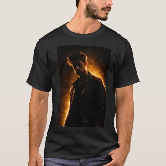 Man with golden light t-shirt (Voorkant)