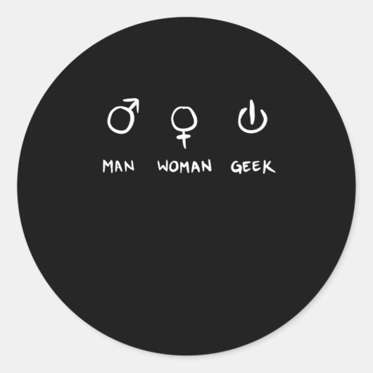 Man Woman Geek Ronde Sticker (Voorkant)