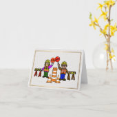 Man Woman Road Workers Romantic Greeting Card      Kaart (Gele Bloem)