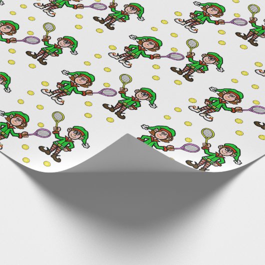 Man Woman Tennis Player Elves kerstcadeautje Cadeaupapier (Hoek)