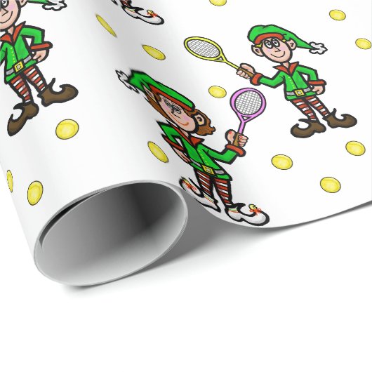 Man Woman Tennis Player Elves kerstcadeautje Cadeaupapier (Rol Hoek)