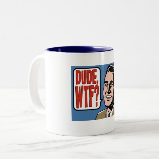 Man, WTF. Tweekleurige Koffiemok (Voorkant links)