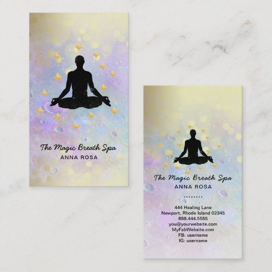 ** Man Yoga Gold Glitter Meditatie Mindfulness Visitekaartje (Voorkant / Achterkant)
