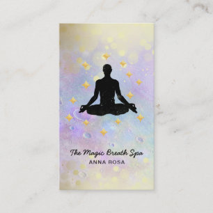 *~* Man Yoga Gold Glitter Meditation Mindfullness Visitekaartje