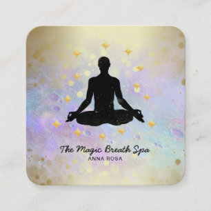 *~* Man Yoga Gold Meditation Mindheid Glitter Vierkante Visitekaartje