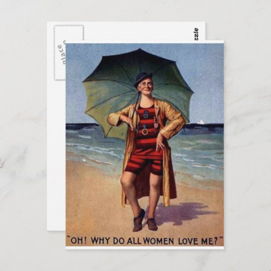 man zee voor  , paraplu-poster briefkaart (Voorkant / Achterkant)