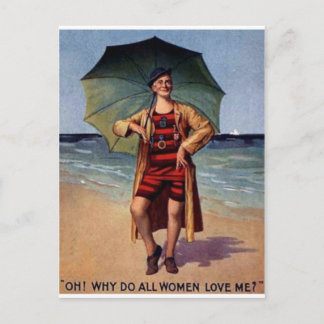 man zee voor  , paraplu-poster briefkaart